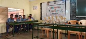 students at a school science and electronics fair